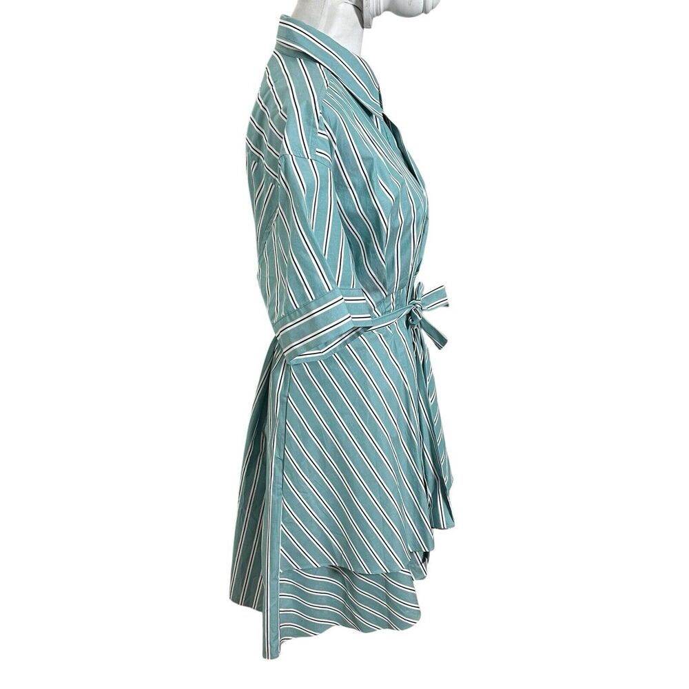 AKNVAS Tammy Shirt Dress Women's Medium Nile Stripe‎ Cotton Belted Ruffle Casual - Picture 5 of 10
